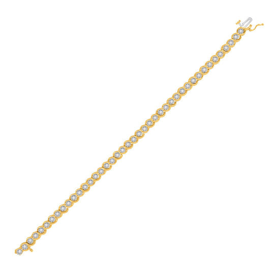 0.50ctw Diamond Swirl Link Bracelet 10K Yellow Gold