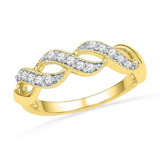 0.20ctw Diamond Twisted Crossover Womens Band Ring 10K Yellow Gold