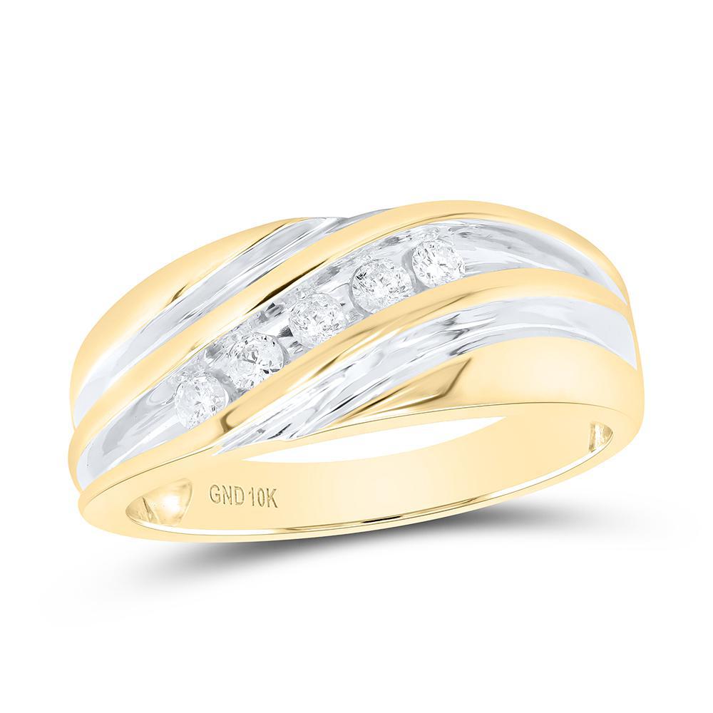 0.25 cttw Diamond Wedding Anniversary Mens Band Ring 10k Yellow Gold