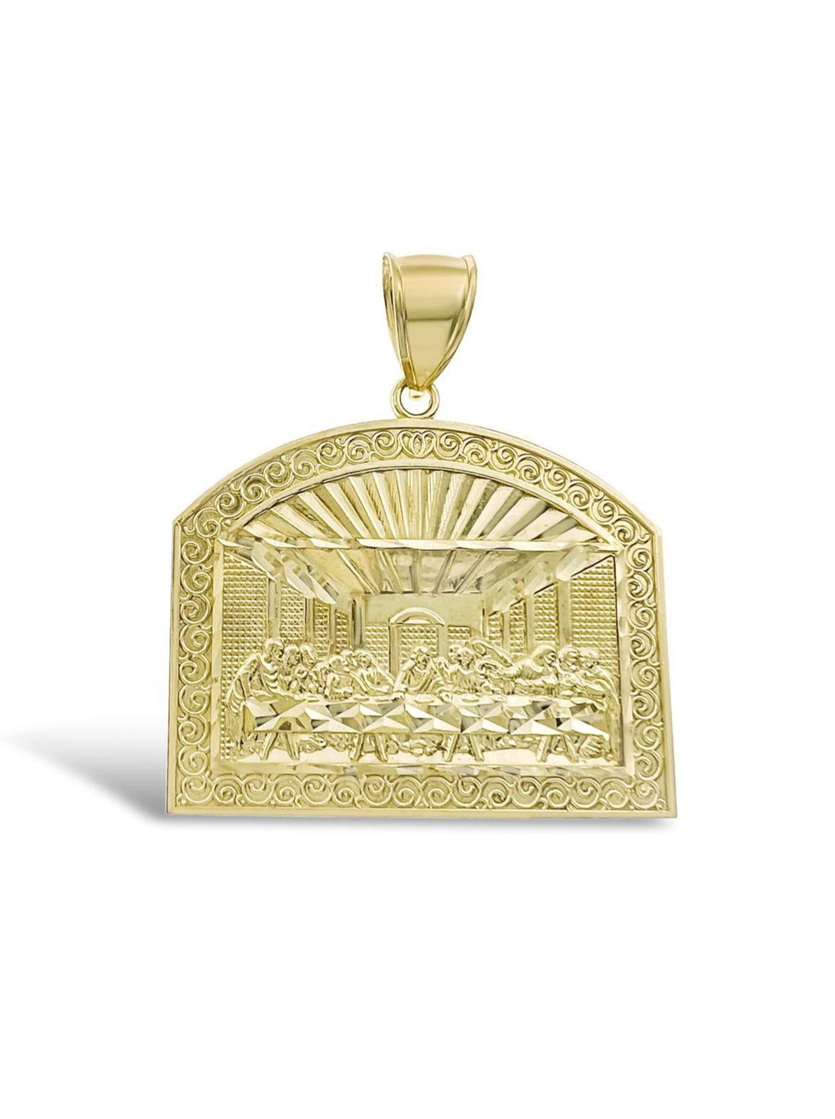 10k Yellow Gold Last Supper Pendant Men Charm 1.6"