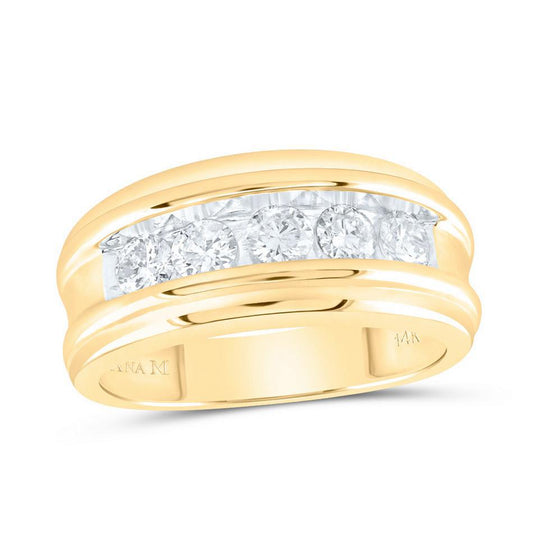 1ctw Diamond Wedding Mens Band Channel Set Ring 14k Yellow Gold