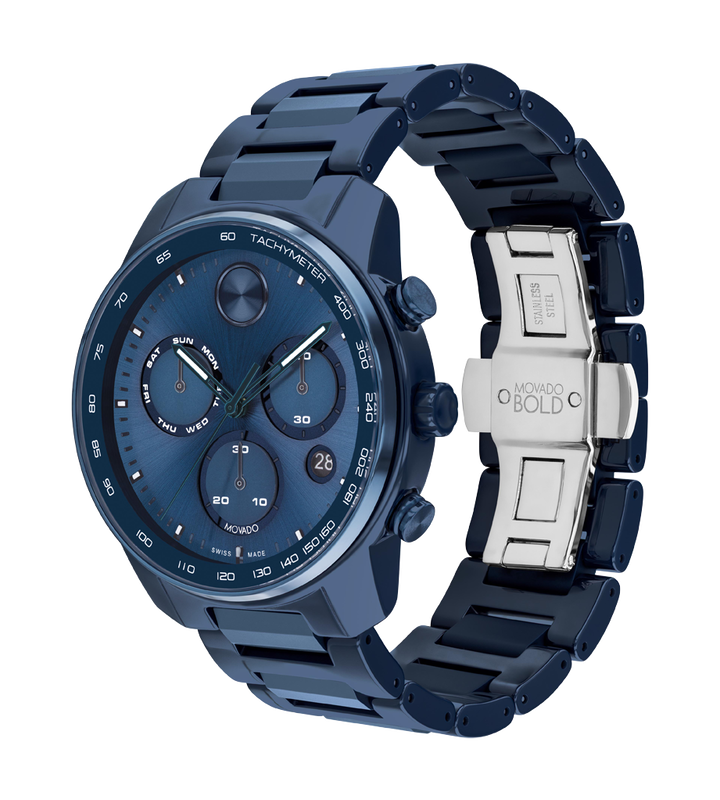 Movado BOLD Verso Blue Chronograph Watch 3601117
