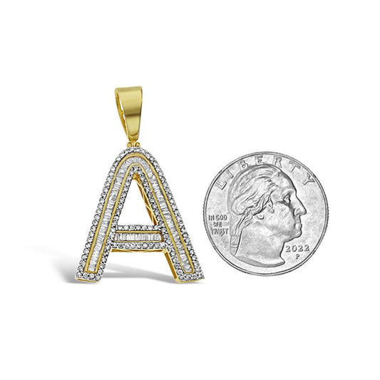 1.50ctw Diamond Letter A Pendant Initial Charm 10K Yellow Gold