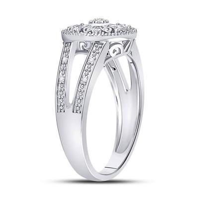 Diamond Flower Cluster Promise Ring 925 Sterling Silver