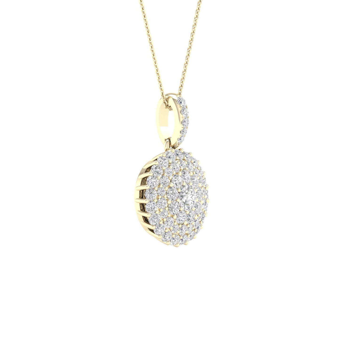 0.50ctw Diamond Round Cluster Womens Pendant 14K Yellow Gold Charm