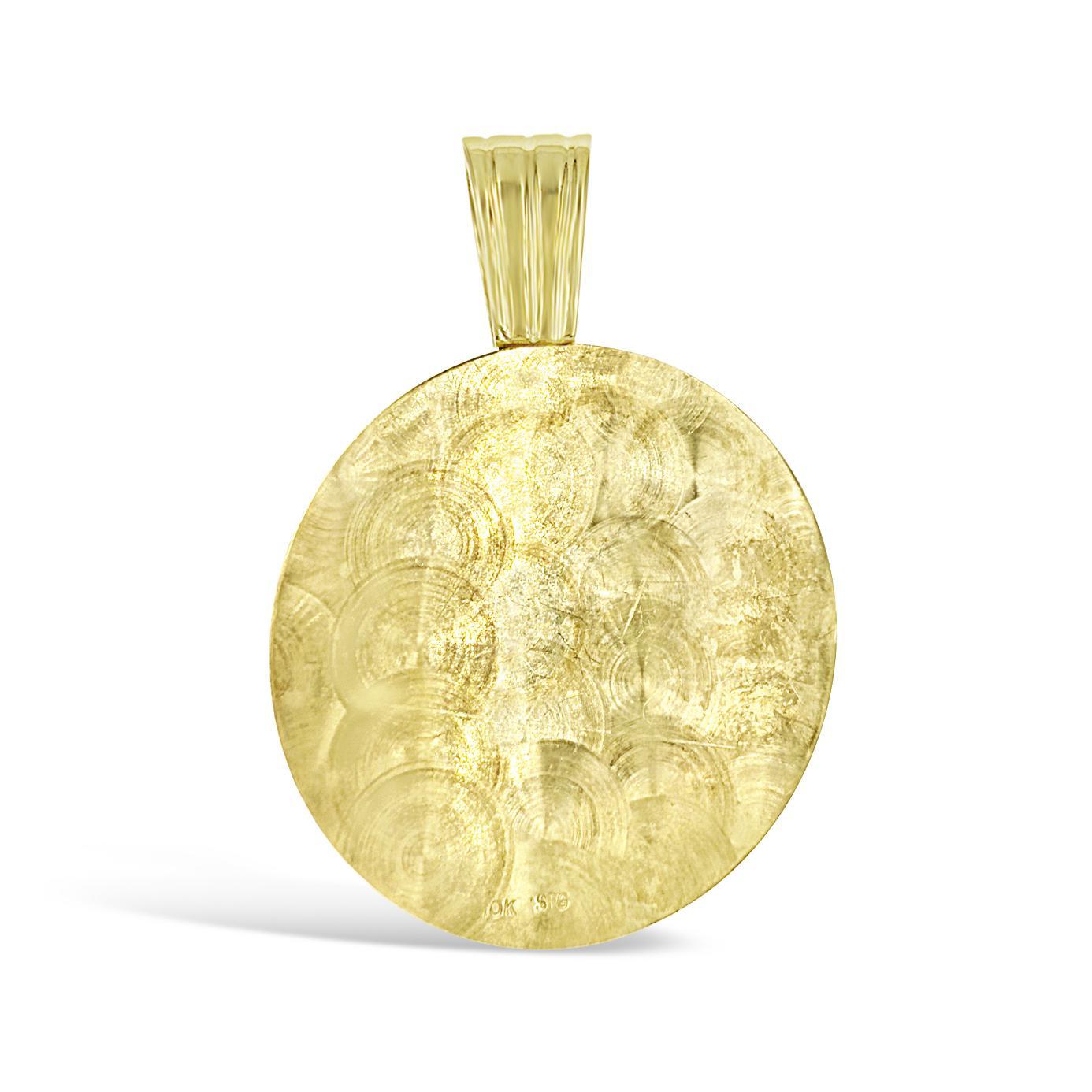 Saint Lazarus Pendant Medallion 10k Two Tone Gold Charm 2.4 inch