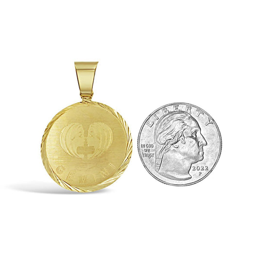 14k Yellow Gold Gemini Pendant Zodiac Star Sign