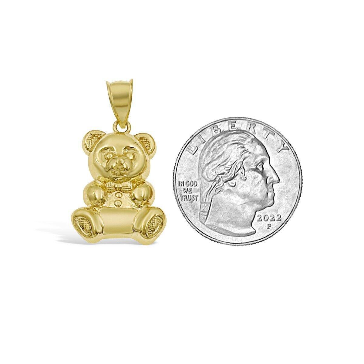 Teddy Bear Pendant Charm 10k Yellow Gold 1.4 inch