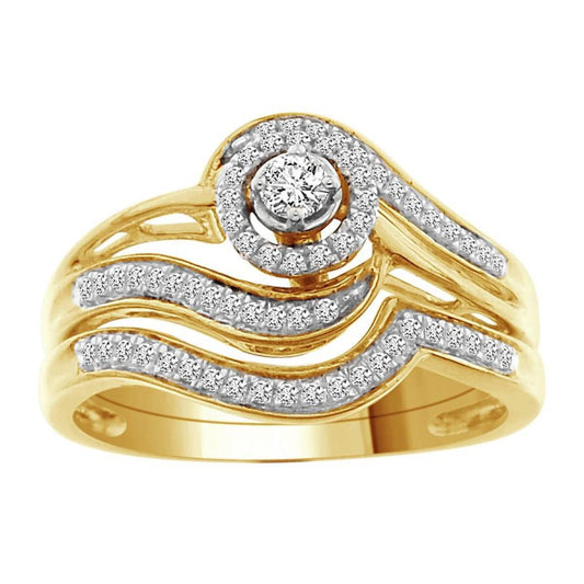 0.25 Cttw Diamond Bridal Engagement Wedding Ring Set 10k Yellow Gold