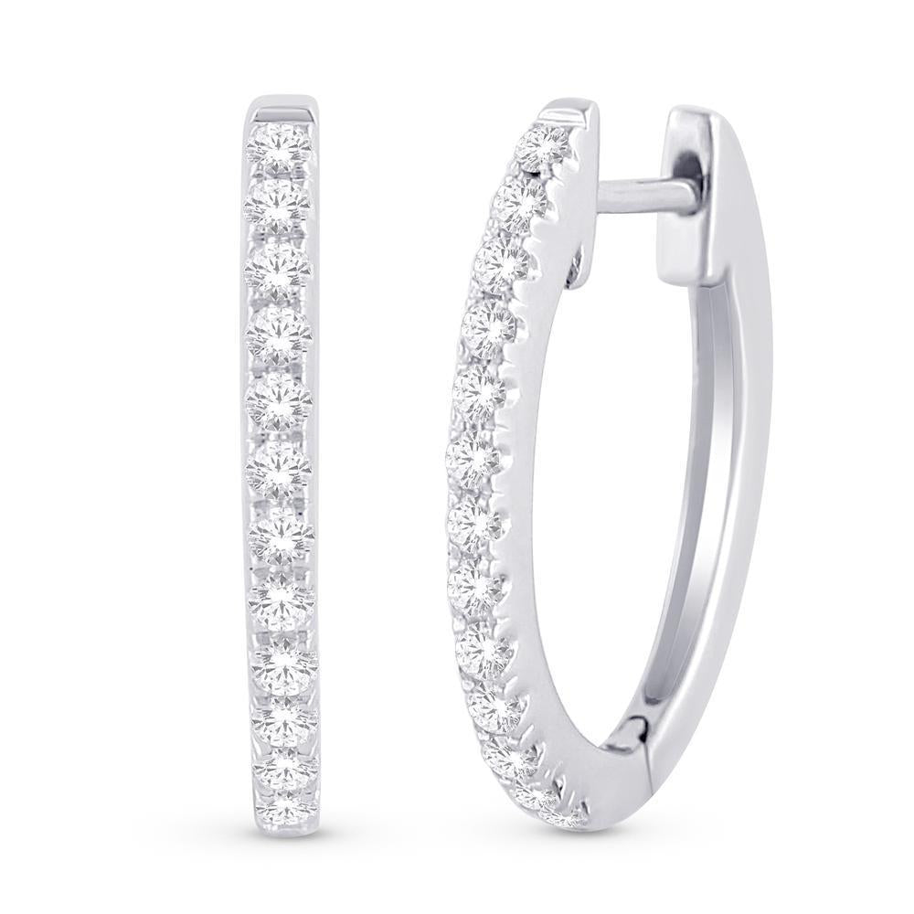 Diamond Round Hoops Earrings 10k White Gold
