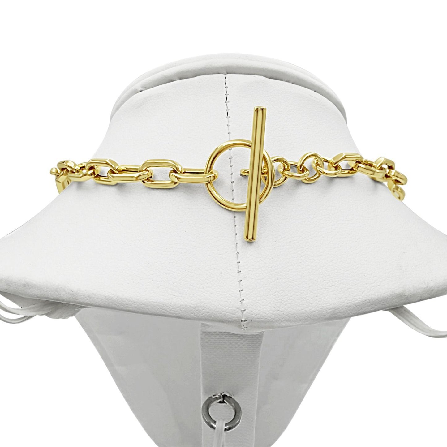14k Yellow Gold Paperclip Chain Necklace Chunky Mixed Link Toggle