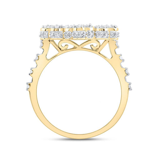 Diamond Cross Ring 10K Yellow Gold
