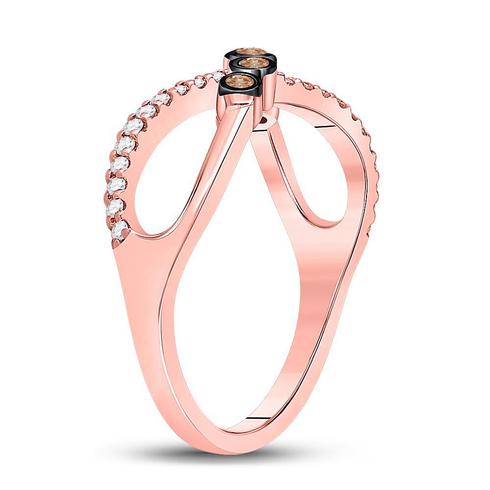 0.25 cttw Round Brown Diamond Infinity Womens Band X Ring 10k Rose Gold