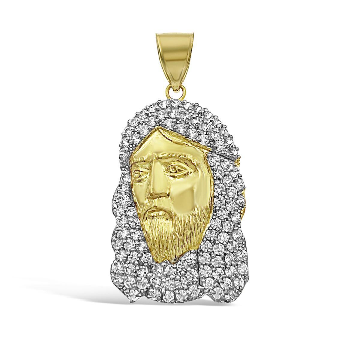 Jesus Head Face Pendant Mens Charm 10k Yellow Gold