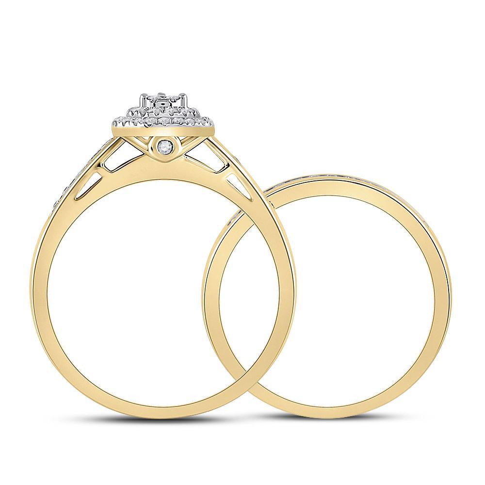 0.33 Cttw Diamond Pear Wedding Bridal Ring Band Set 10k Yellow Gold