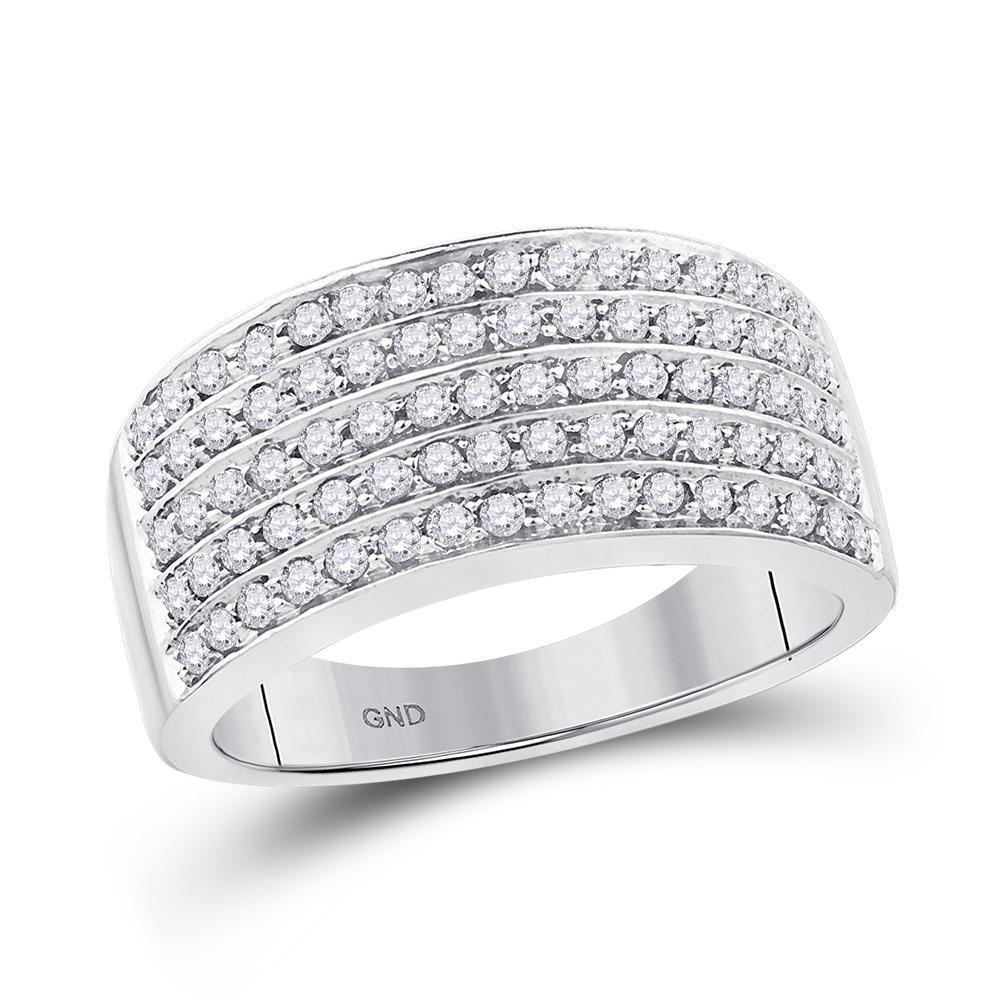 0.50cttw Round Diamond 5 Row Womens Band Ring 10k White Gold Size 7
