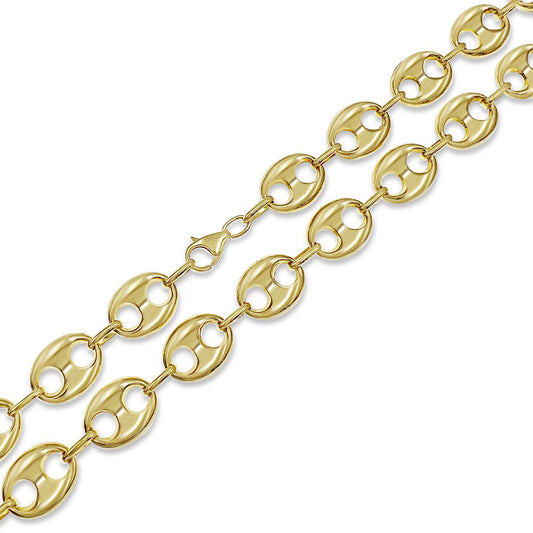 14k Gold Mariner Anchor Link Necklace 12mm 24"