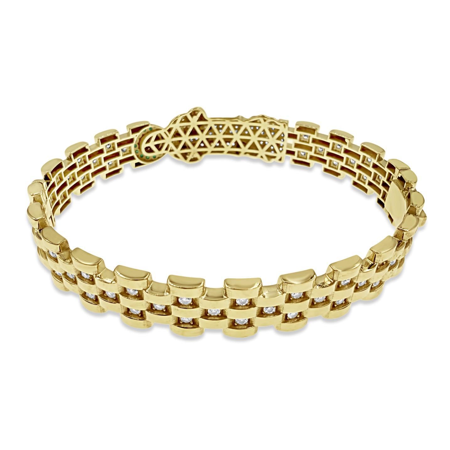 10K Yellow Gold Virgin Mary Guadalupe CZ Hinged Mens Bangle Bracelet