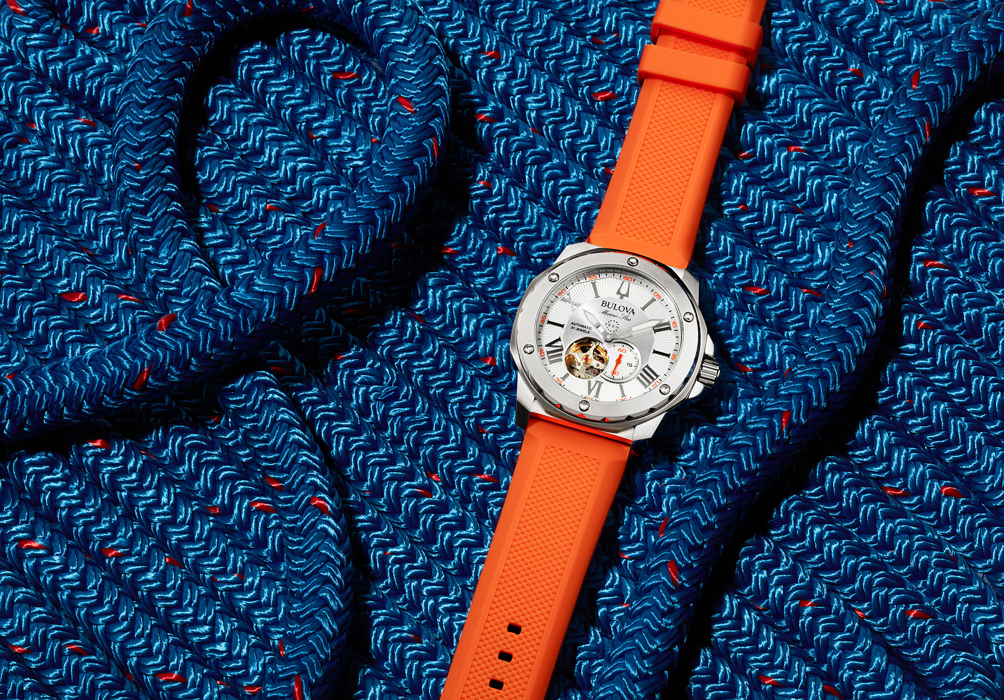 BULOVA Marine Star Orange Mens Watch 98A226