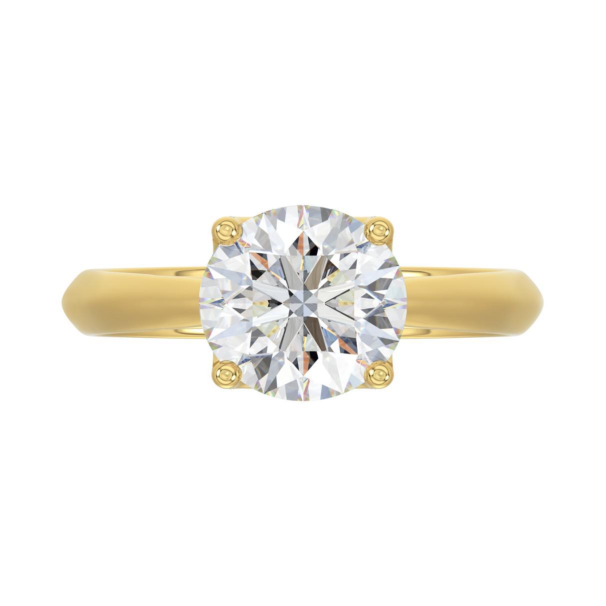2.5 ct Lab Grown Diamond Solitaire IGI Certified Engagement Ring 14k Yellow Gold