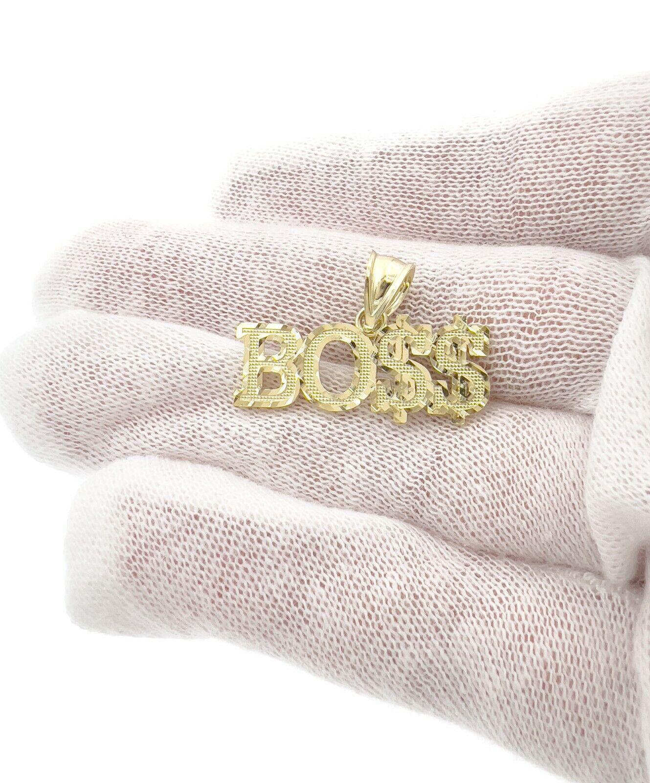 BOSS Pendant Charm Dollar Sign 10k Yellow Gold Diamond Cut