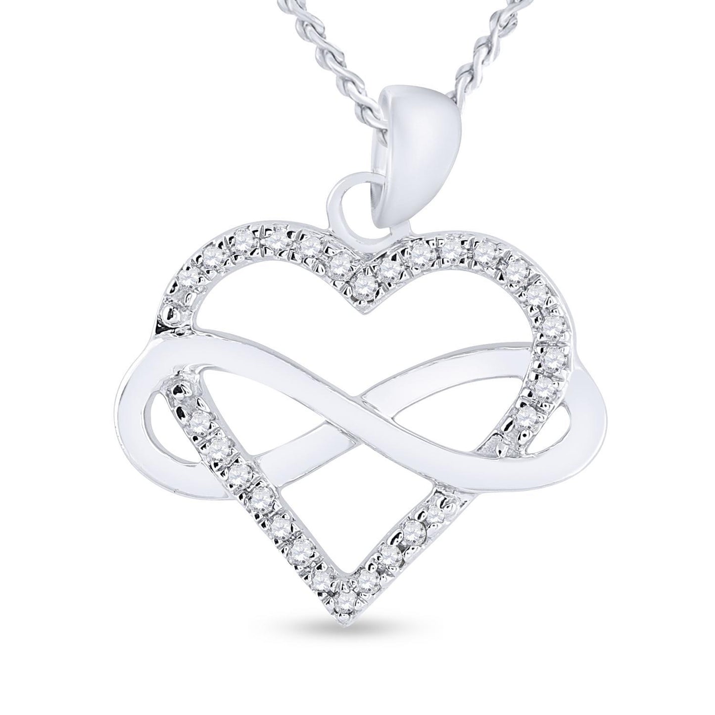 Diamond Heart Infinity Pendant 925 Sterling Silver Charm