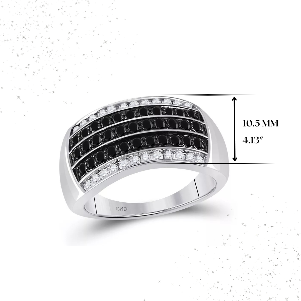 1ctw Black White Diamond Womens Band 10K White Gold Channel Set Ring