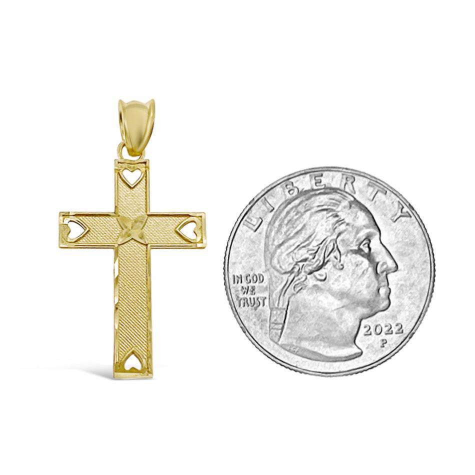 Cross Pendant 10k Yellow Gold Charm 1.2"