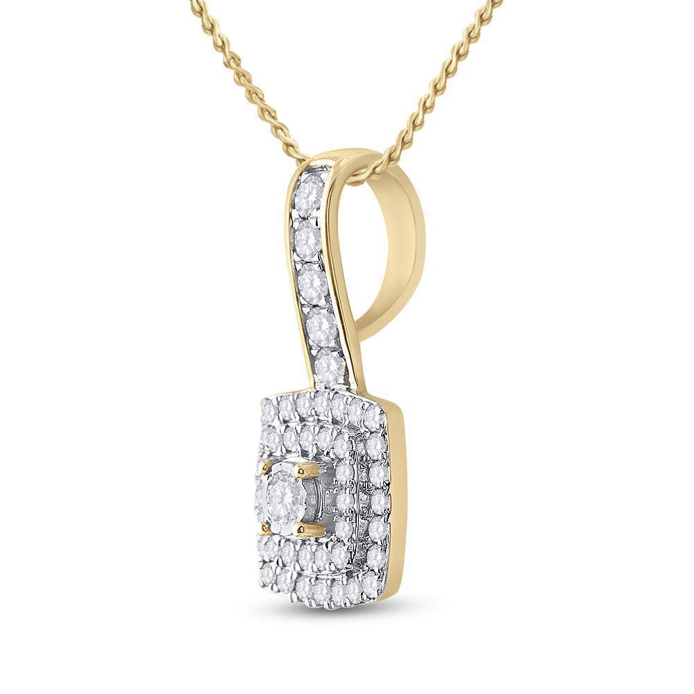 0.33ctw Diamond Square Charm Pendant 10k Yellow Gold