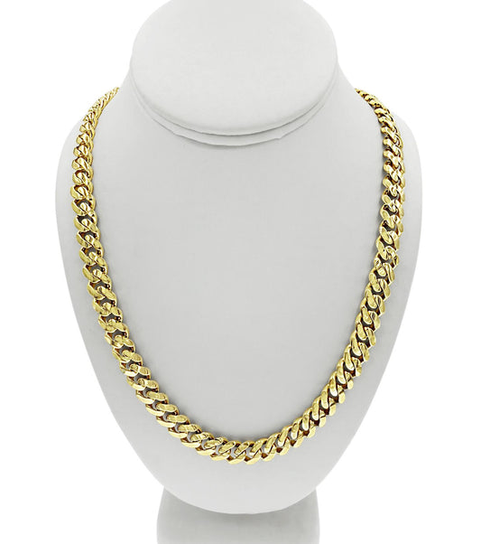 10k Yellow Gold Miami Cuban Link 10mm Chain Mens Necklace