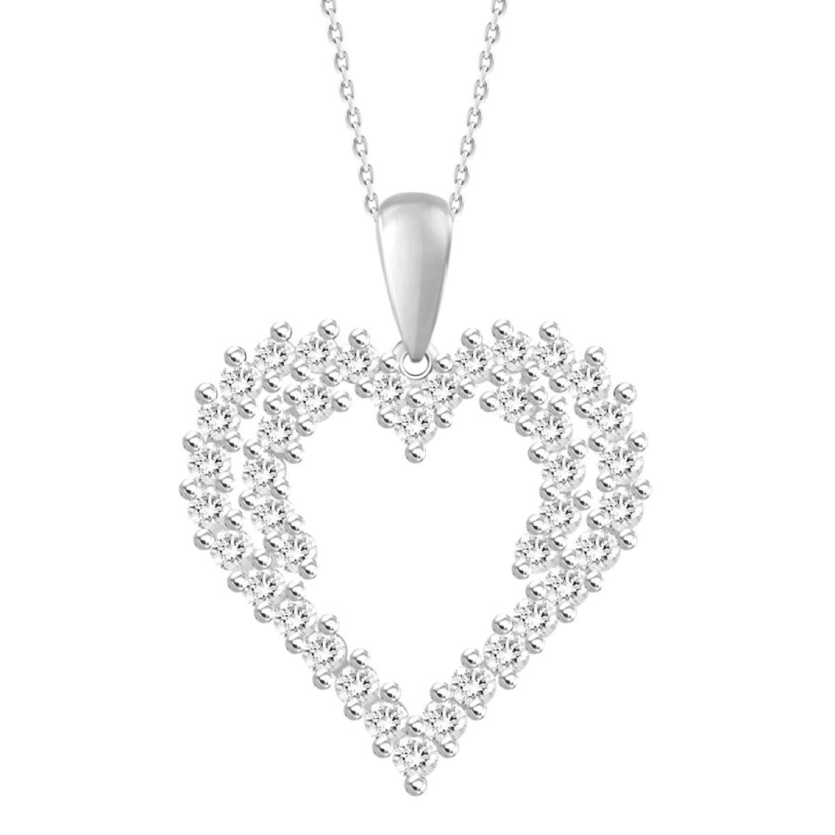 0.50ctw Diamond Open Heart Pendant 10k White Gold Charm