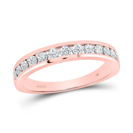 0.50 Cttw Round Diamond Wedding Womens Band 14k Rose Gold