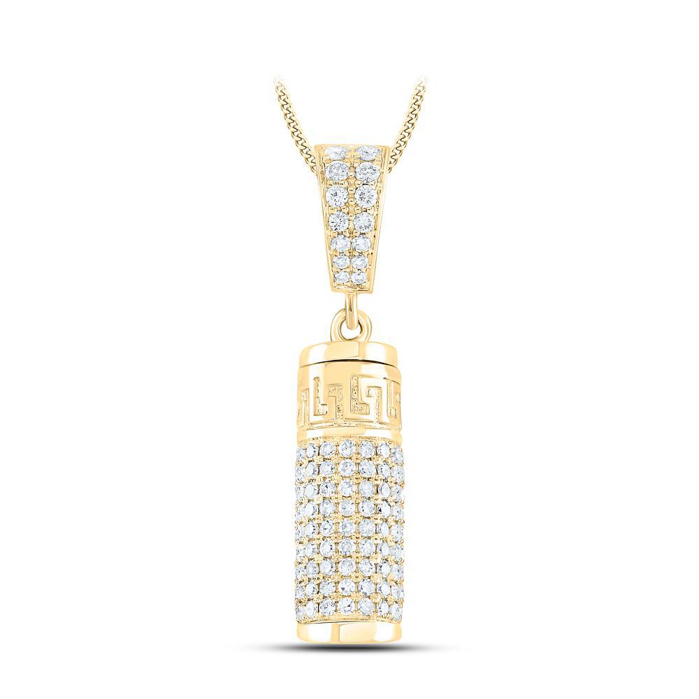 1 cttw Round Diamond Urn Cylinder Charm Pendant 10k Yellow Gold
