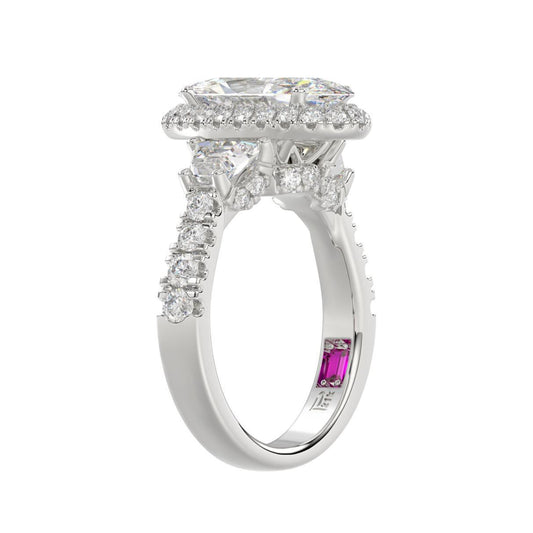 3.25 cttw Lab Grown Oval Diamond Halo Engagement Ring 950 Platinum