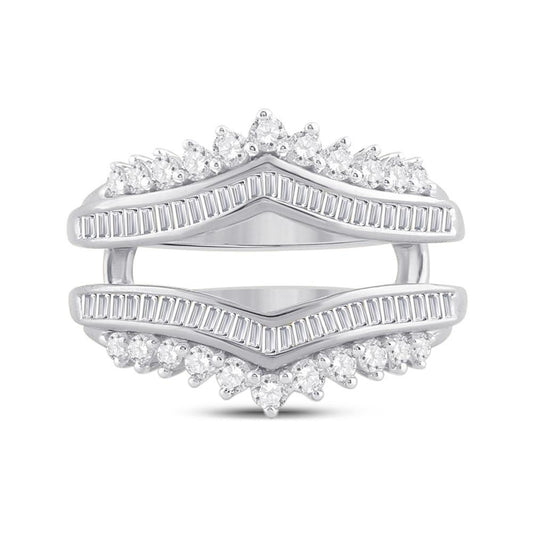 0.74Ctw Baguette Diamond Wrap Enhancer Guard Wedding Ring 14k White Gold