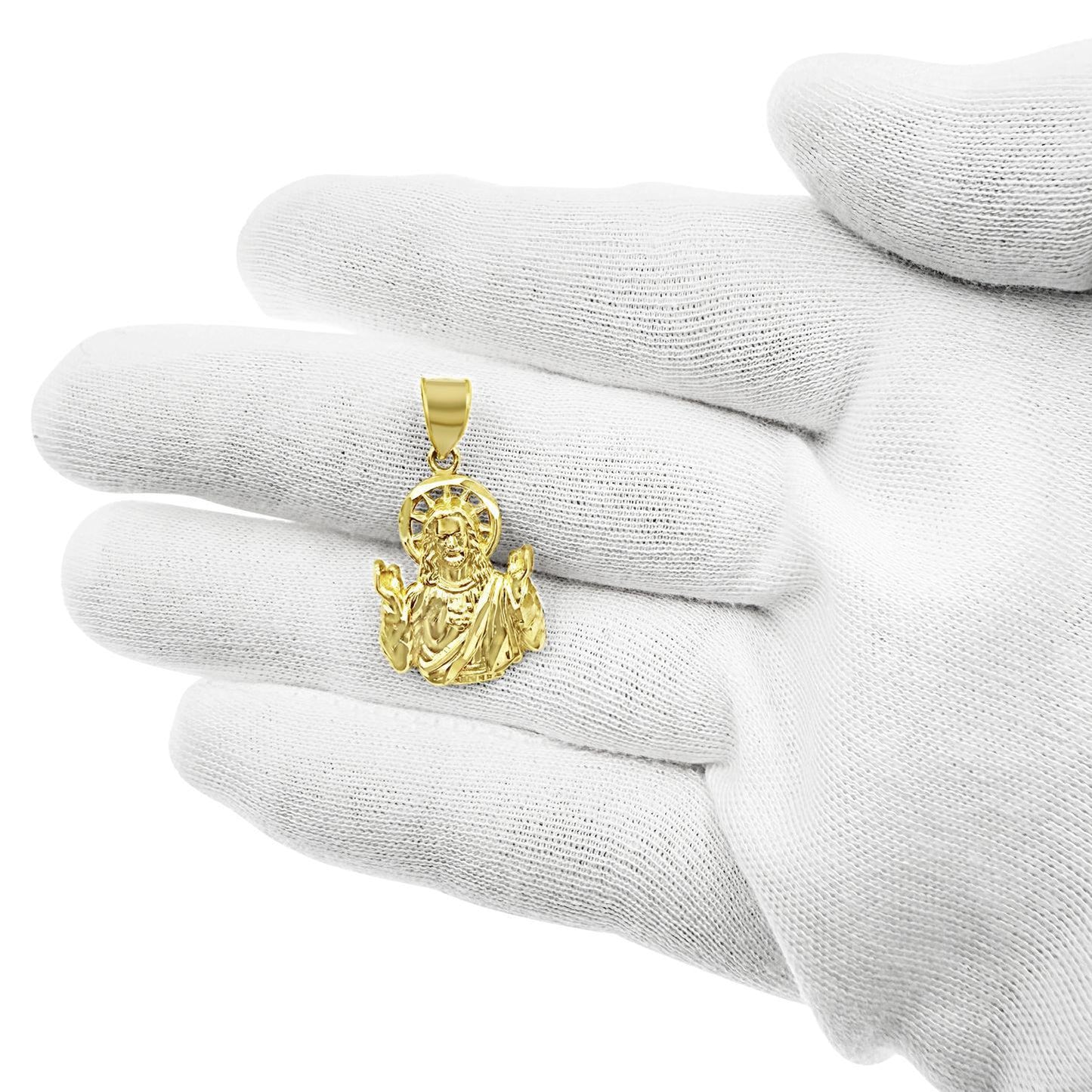 10k Gold Jesus Christ Sacred Heart Pendant Charm 1.1 inch