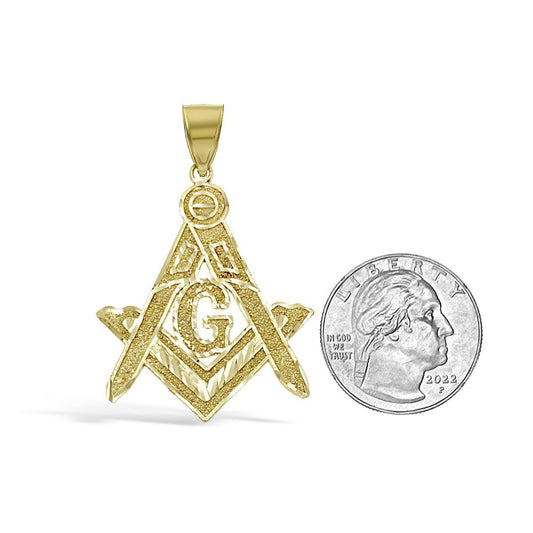 Masonic Pendant Square Compass 10k Yellow Gold