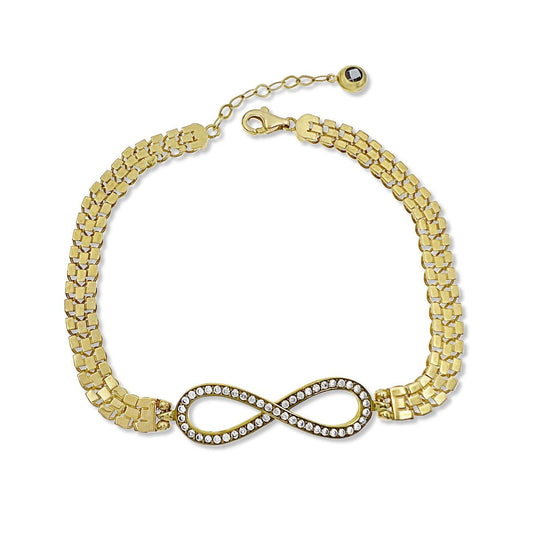 Infinity Bracelet 10k Yellow Gold Chain CZ