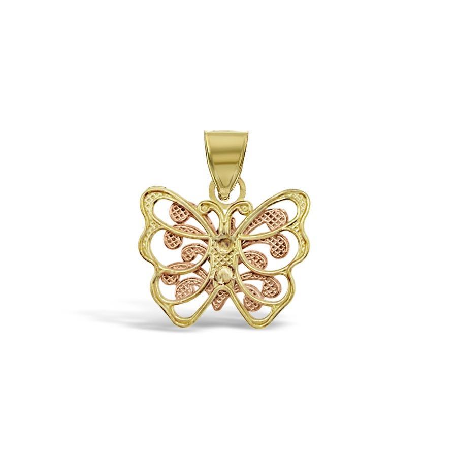 10K Tri-Color Gold Butterfly Pendant
