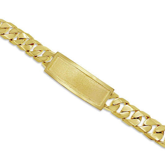 14K Yellow Gold Cuban Link Chain ID Men's Bracelet