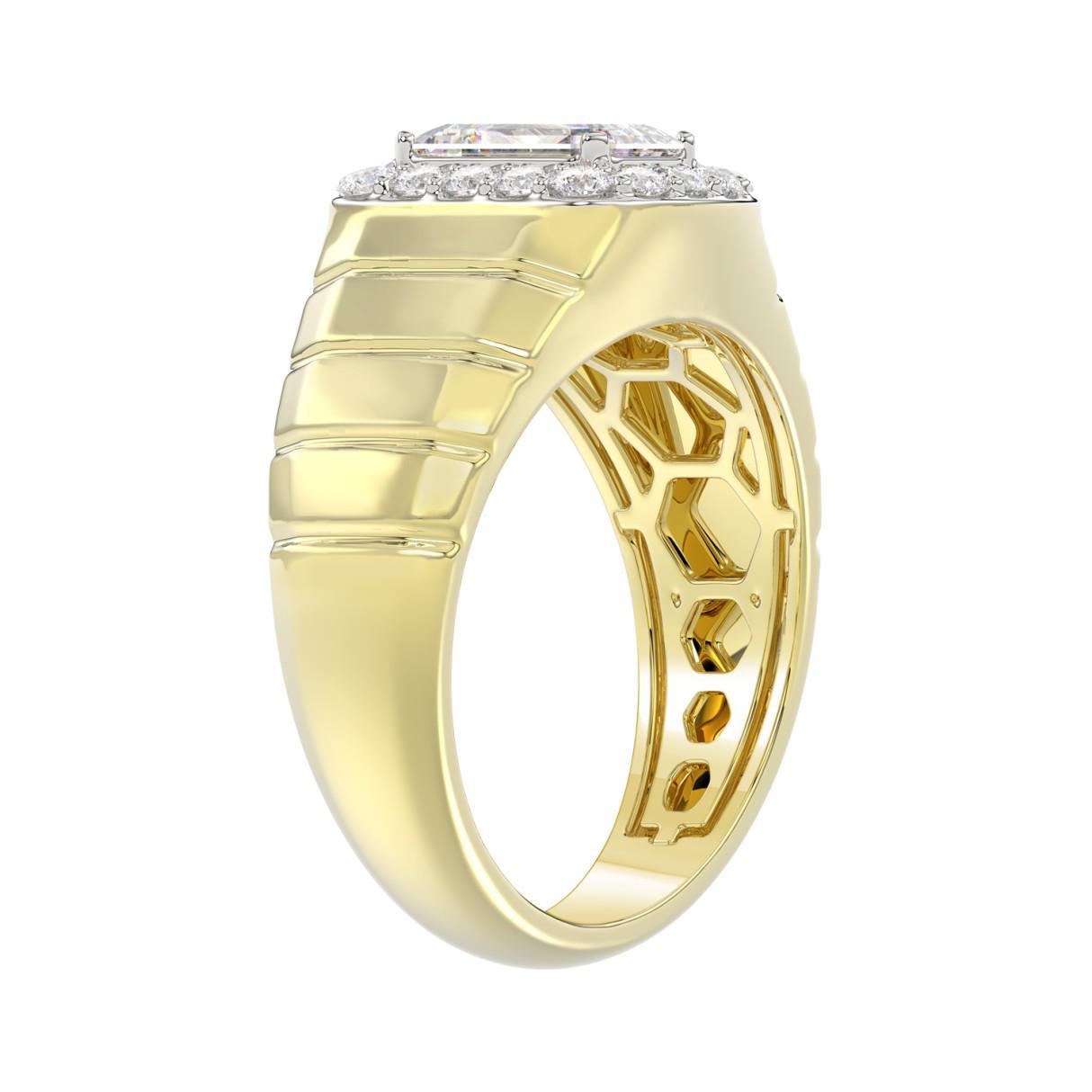 2.50 Cttw Lab Grown Diamond Emerald Halo IGI Certified Mens Ring Band 14k Gold