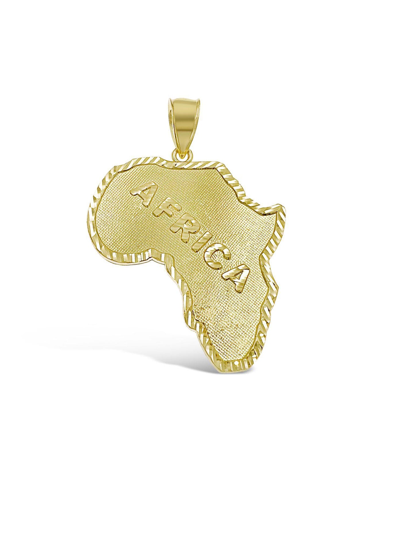 Africa Map Continent Pendant Mens Charm 10k Yellow Gold 1.6 inch