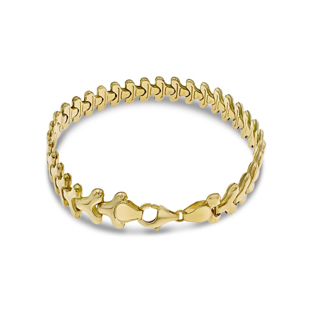 10k Yellow Gold V Link Bangle Bracelet Lobster Clasp