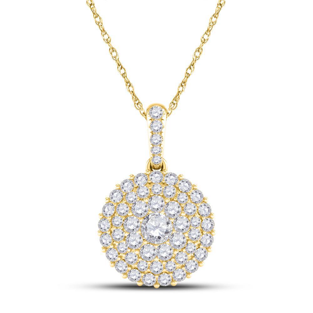 0.50ctw Diamond Round Cluster Womens Pendant 14K Yellow Gold Charm