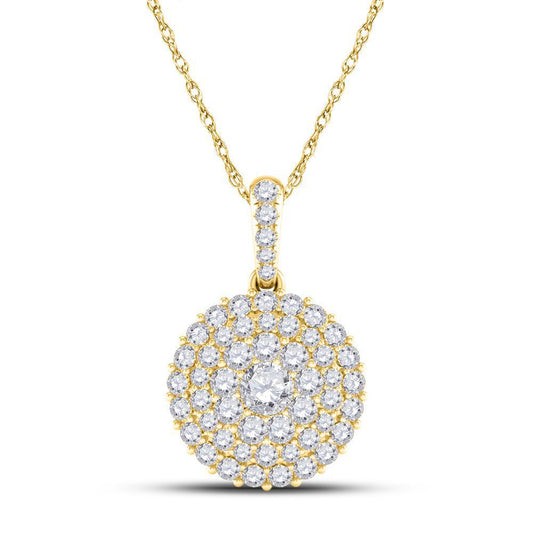 0.50ctw Diamond Round Cluster Womens Pendant 14K Yellow Gold Charm