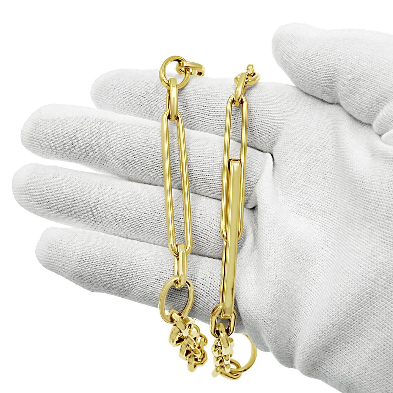 14k Yellow Gold Paperclip Chain Necklace Chunky Mixed Link Toggle