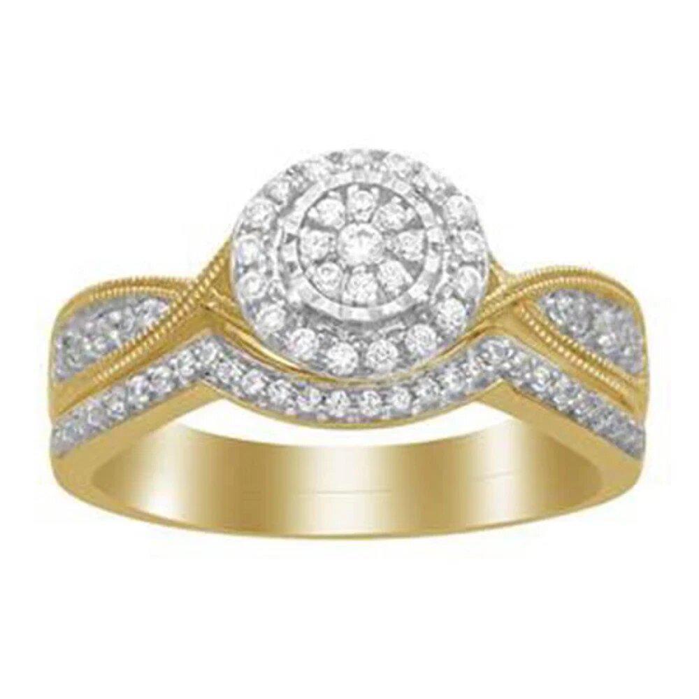 0.25 Cttw Diamond Engagement Bridal Wedding Ring Set 10k Yellow Gold
