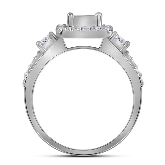 1.15Ctw Princess Diamond Bridal Engagement Wedding Ring Set Band 10k White Gold