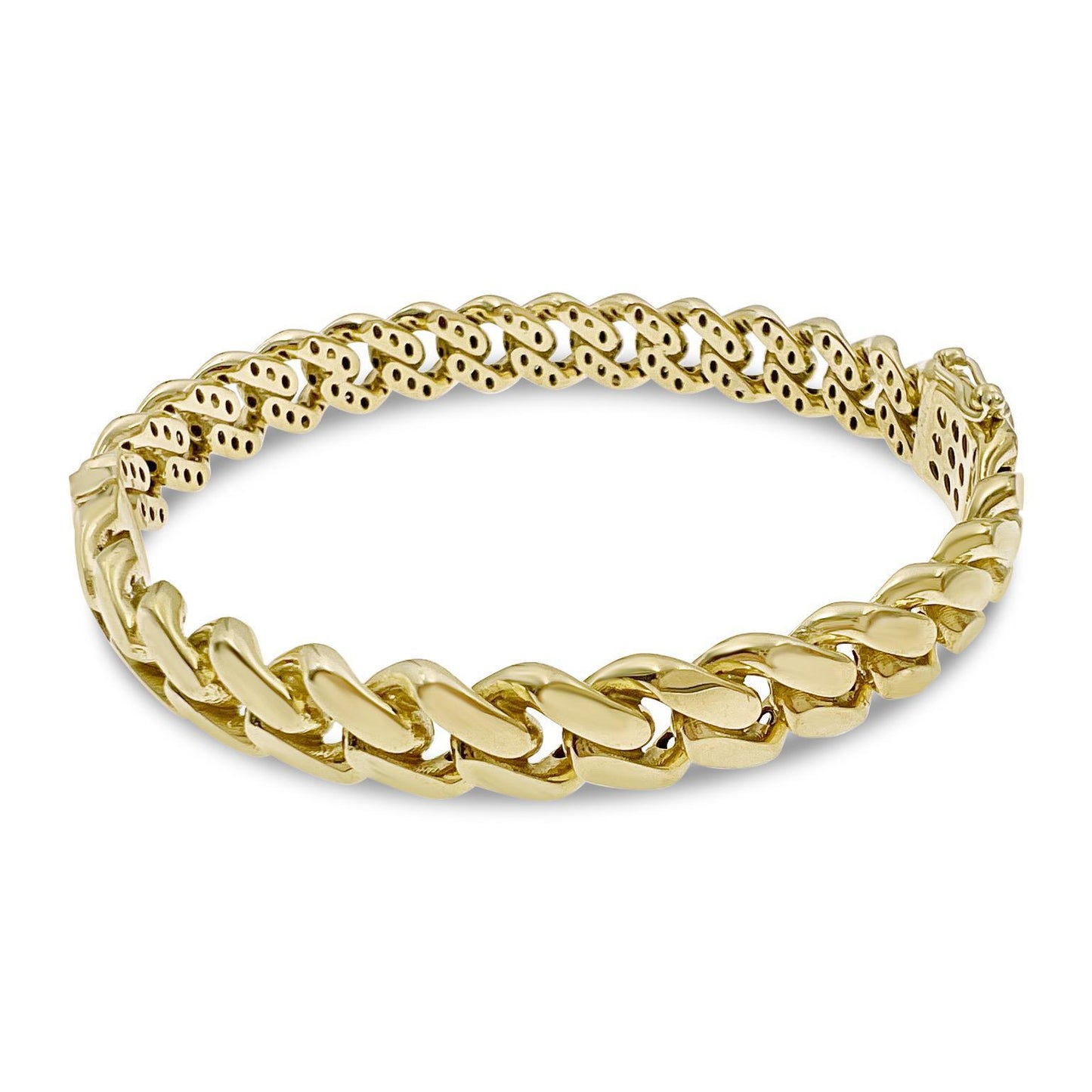 10K Yellow Gold Cuban Link Hinged Bangle Bracelet