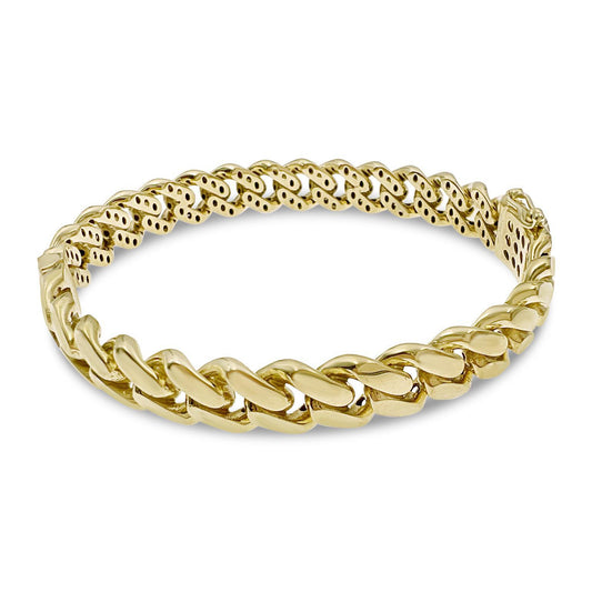 10K Yellow Gold Cuban Link Hinged Bangle Bracelet